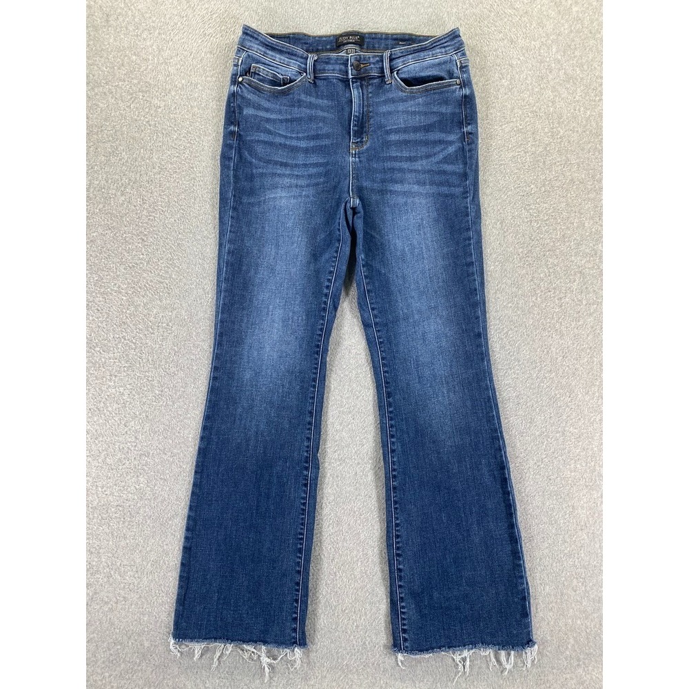 Judy Blue Jeans 13/31 Blue Bootcut Medium Wash Distressed Stretch Raw Hem 30x31